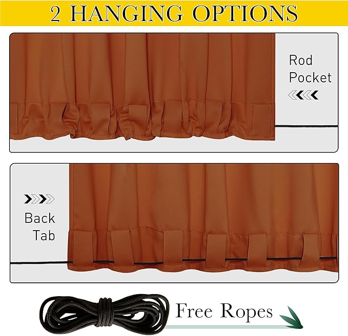 NICETOWN 2 Panels Outdoor Curtains Waterproof Fixed Grommet/Back Tab on Top & - Image 2