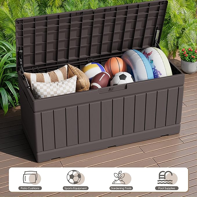 JUMMICO 78 Gallon Outdoor Deck Box Large Resin Storage Box - Image 5