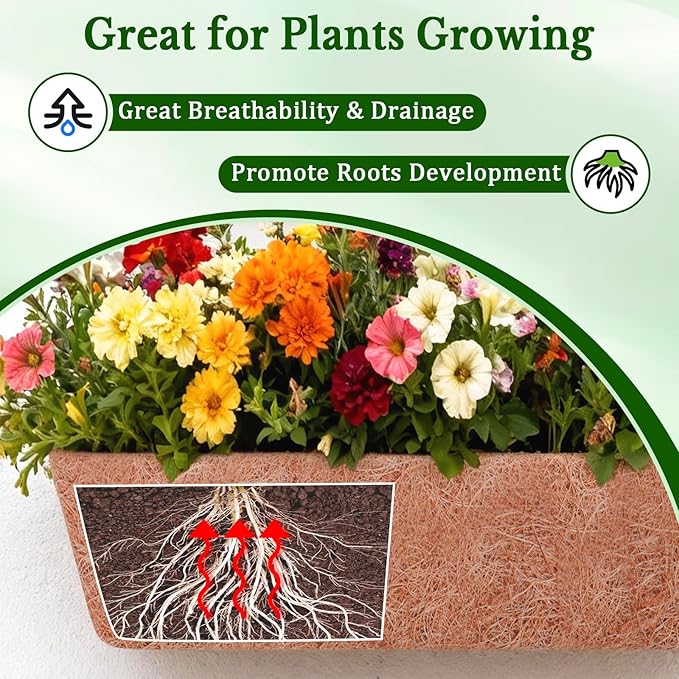 Halatool 2 Pack 48 Inch Window Box Liners Pre-Formed Coconut Fiber Planter - Image 4