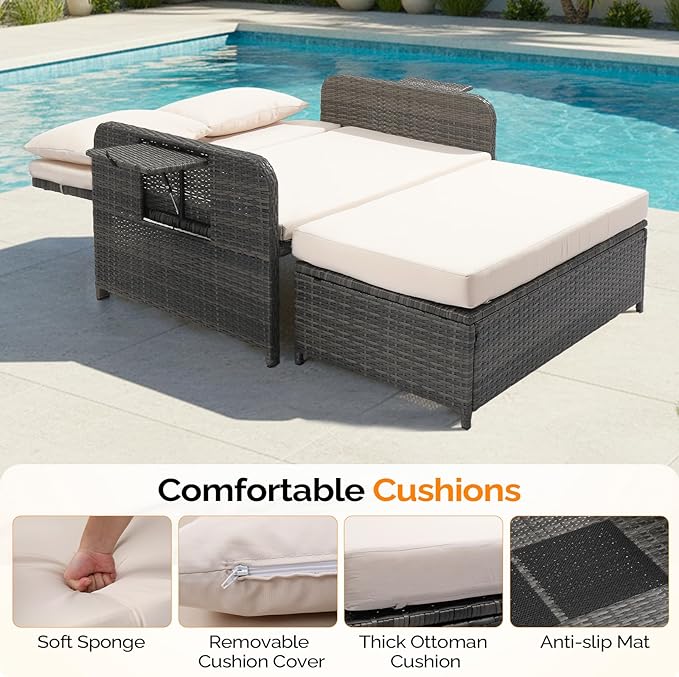VINGLI Patio Daybed, Wicker Outdoor Daybed - Image 6