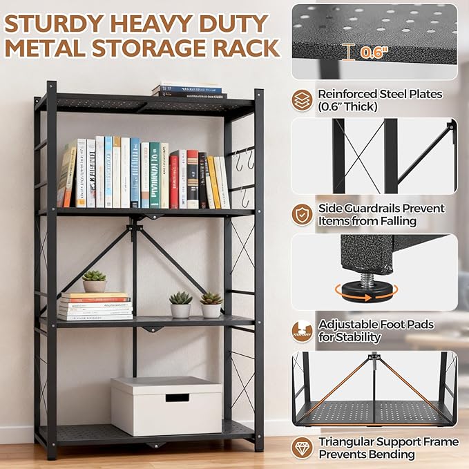 EAGLE PEAK 4-Tier Foldable Greenhouse Shelf, Heavy Duty Metal Storage Rack - Image 3