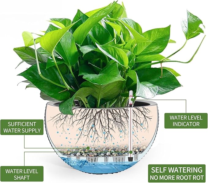 Dexceder 9 Inch Self Watering Hanging Planters Indoor Outdoor, Thickened - Image 2