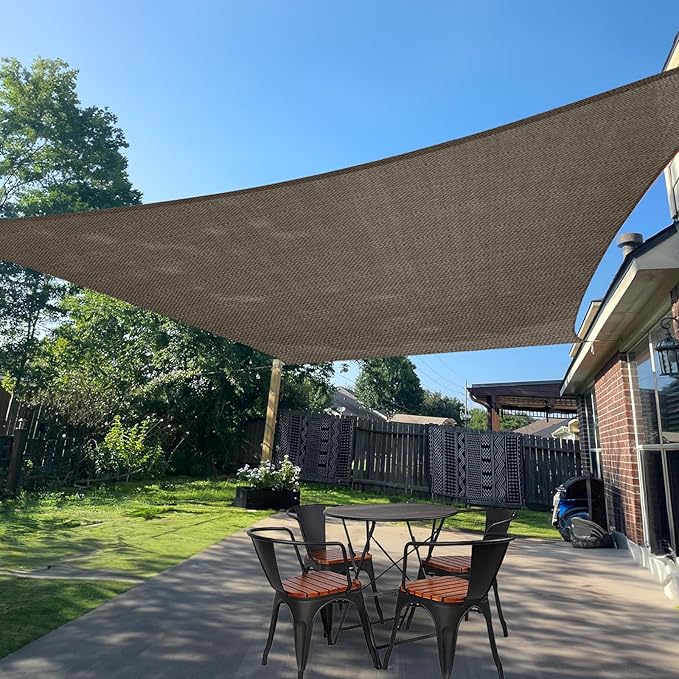 SUNLAX Sun Shade Sail 10' x 21' Brown Rectangle Canopy Sail Shade Cover UV by SUNLAX