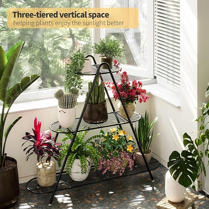 Plant Stand for Patio, 3-Tier Metal Plant Shelf–Indoor/Outdoor Display Rack for - Image 4