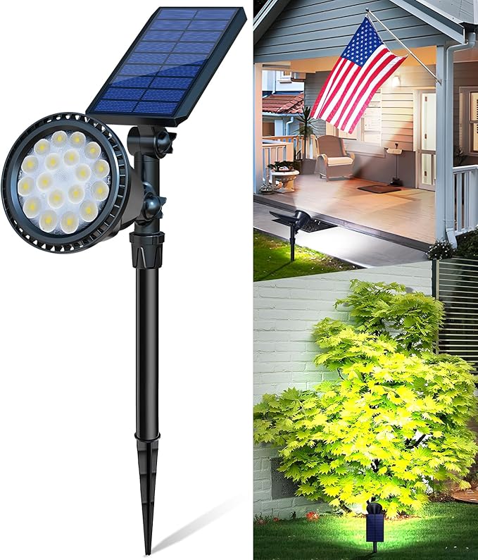 Solar Spot Lights Outdoor, Bright Solar Landscape Spotlights Waterproof 18LED by OSORD