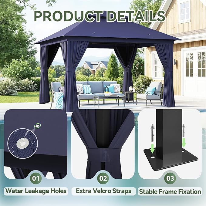 AOXUN Outdoor Gazebo for Patio 10x12 Metal Frame Canopy - Image 9
