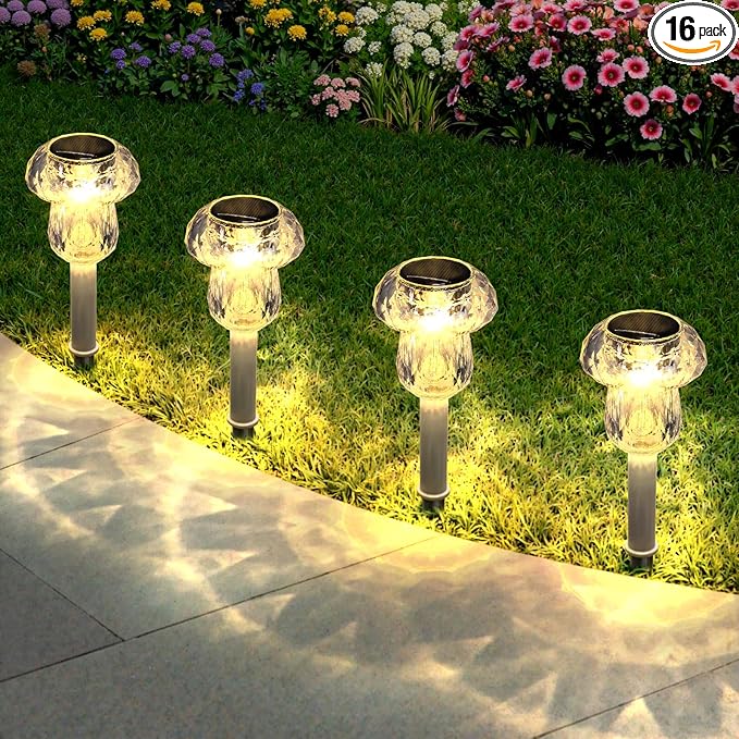 Mancra Solar Pathway Lights Outdoor, 16 Pack Dusk to Dawn Solar Lights Outdoor by Mancra