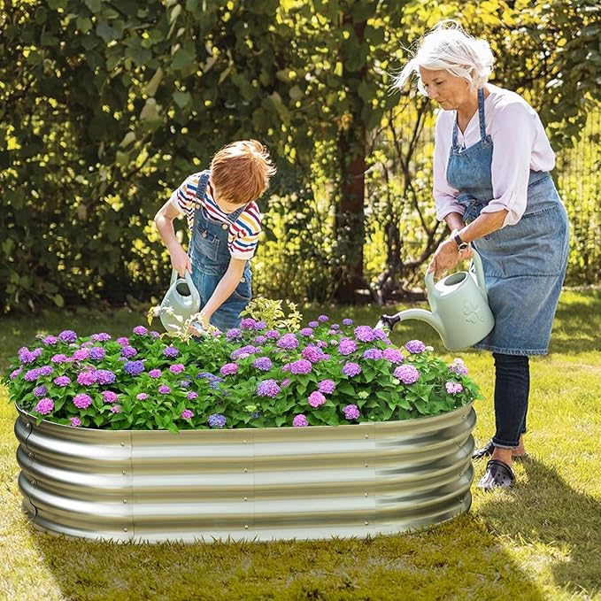 Galvanized Raised Garden Bed for Outdoor: 4X2X1ft Durable Metal Vegetable Plant - Image 7