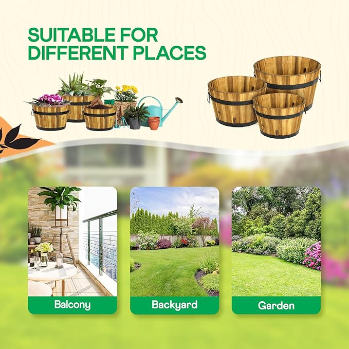 Idzo Set of 3 Wooden Flower Planters - Image 8