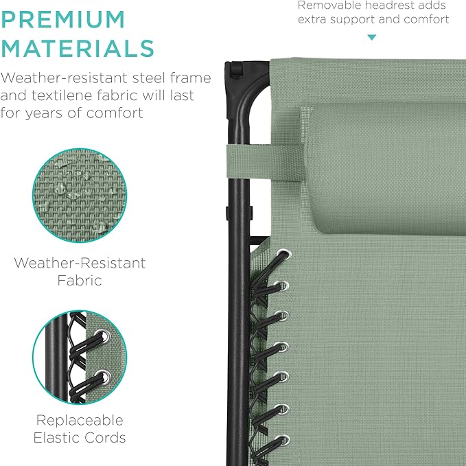 Best Choice Products 30” Wide Folding Zero Gravity Outdoor Recliner Patio - Image 7