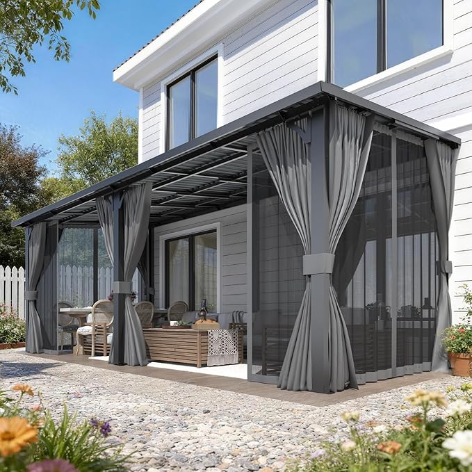 AECOJOY 20'x8' Outdoor Hardtop Metal Gazebo by AECOJOY