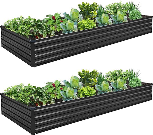 10×3×1FT Galvanized Raised Garden Bed Kit, Metal Planter Boxes, Large Outdoor by ZUNUDA