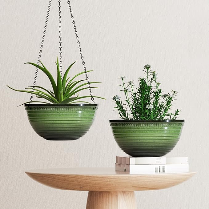 12 inch Hanging Planters for Indoor Outdoor Plants, 2 Pack Large Hanging Flower - Image 7