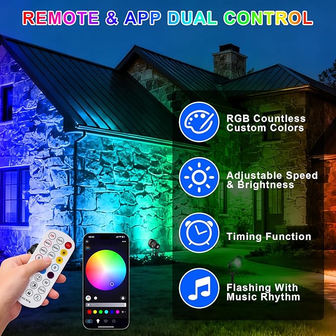 RGB Color Changing Spotlights Outdoor, LED Landscape Lighting - Image 2