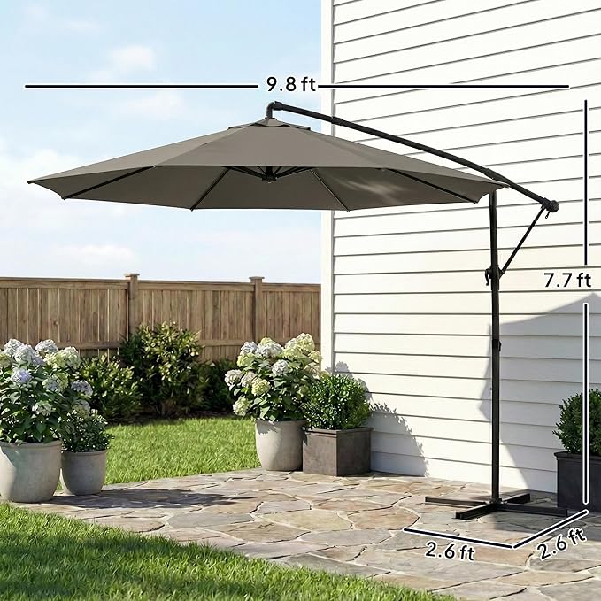 Outsunny 10 ft Offset Patio Umbrella - Image 7