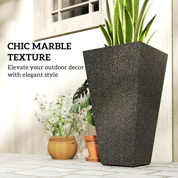 Outsunny 28 Inch Tall Planters for Outdoor Plants, Stackable Tapered Large - Image 5
