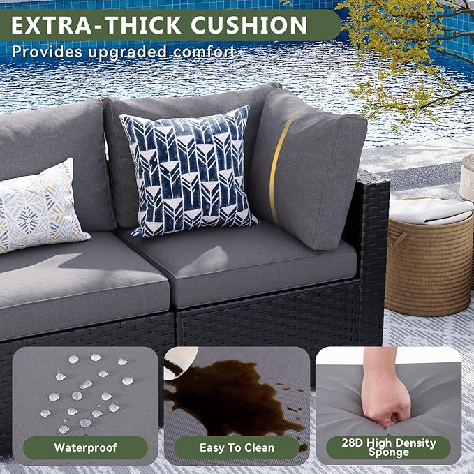 Aoxun 10 Piece Patio Furniture Set Wicker Rattan Patio Sectional Sofa Set - Image 4