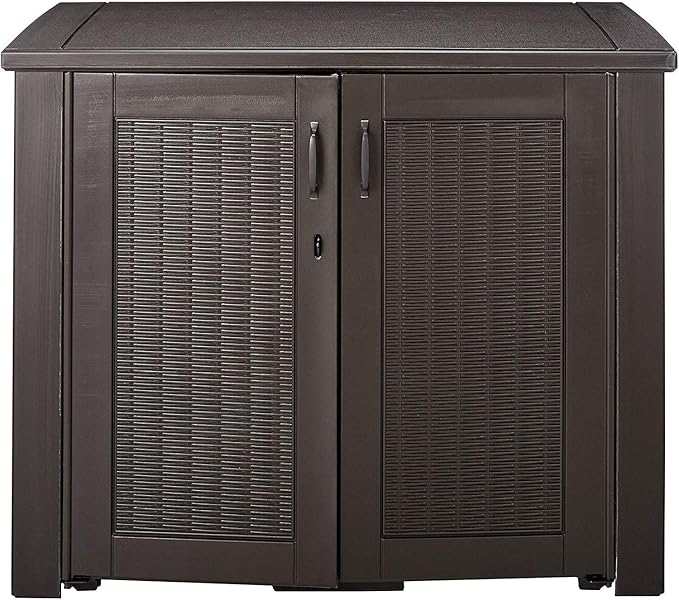 Rubbermaid Decorative Outdoor Storage Cabinet Weather Resistant Dark Brown - Image 2