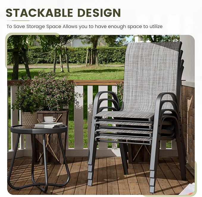 UDPATIO Patio Chairs Set of 8, Stackable Outdoor Dining Chairs - Image 4