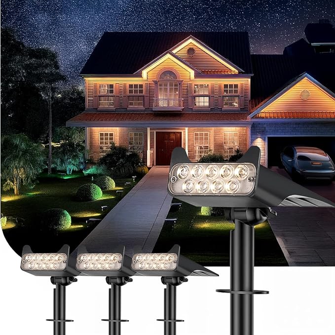 Solar Spotlights Outdoor Waterproof Landscape Path Lights Solar Dusk to Dawn by HOFLYW