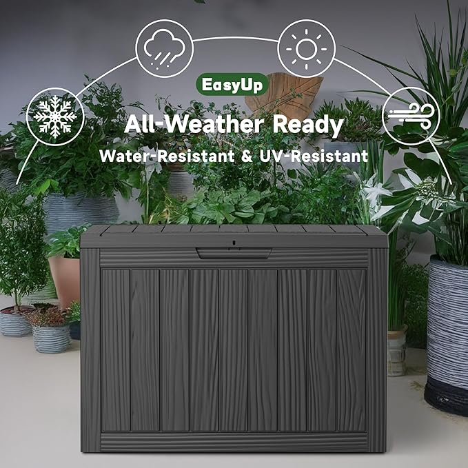 EasyUp 45 Gallon Outdoor Storage Box, Resin Waterproof UV-Resistant Deck Box - Image 7