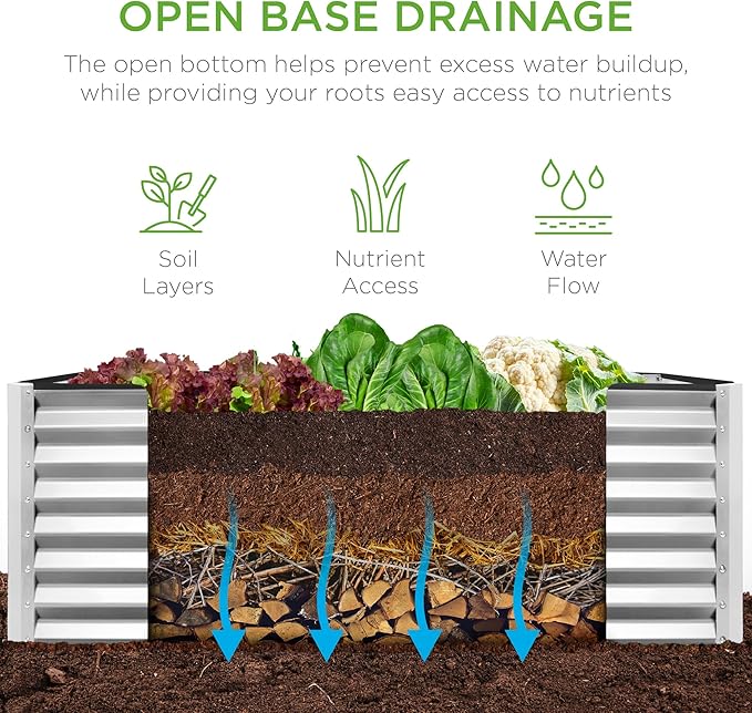 Best Choice Products 4x2x2ft Outdoor Metal Raised Garden Bed, Deep Root Box - Image 5