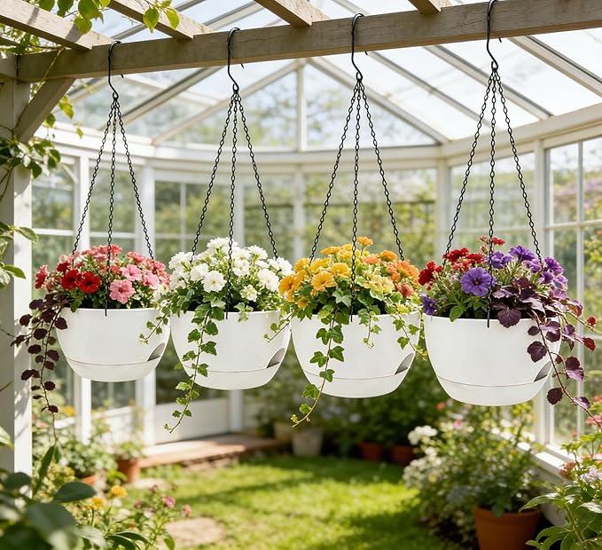 Set of 4-8 Inch Self Watering Hanging Planters - Image 6