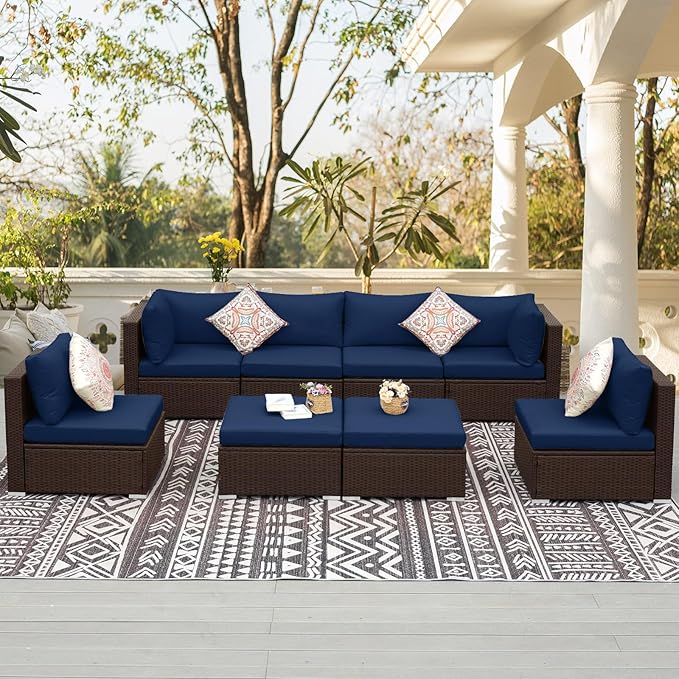 NICESOUL 8 Person Modern Deck Furniture Set, 29.3'' High Back Comfy Outdoor - Image 9