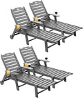 Carauci Lounge Chair Outdoor Set of 4, HDPE Chaise Lounge by Carauci