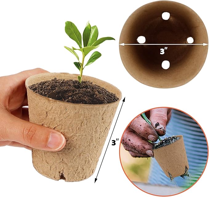 winemana 100 Pack Seed Starter Tray Kit, Biodegradable Peat Pots - Image 4