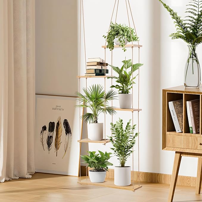 Hemp Rope Hanging Window Plant Shelf from Ceiling - Image 3