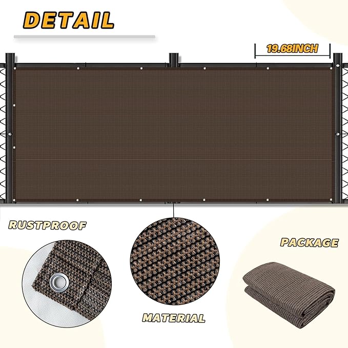 LOVE STORY 3'x6' Brown Balcony Screen Privacy Fence Cover UV Protection - Image 6