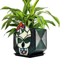 Tiffany Stained Glass Skull Planter, Planters by Entlityful
