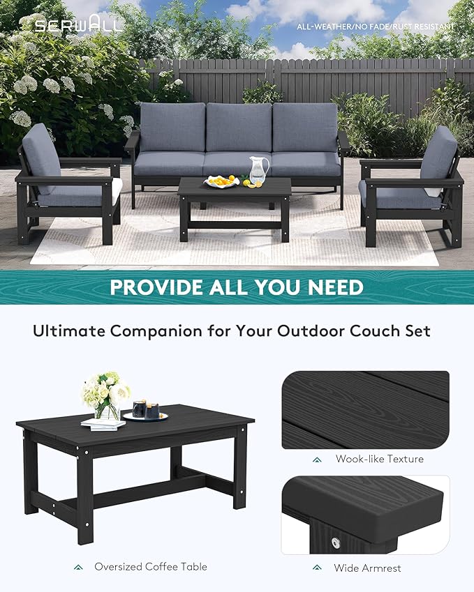 SERWALL HDPE Patio Conversation Set, 6-piece Sectional Outdoor Furniture Set - Image 7