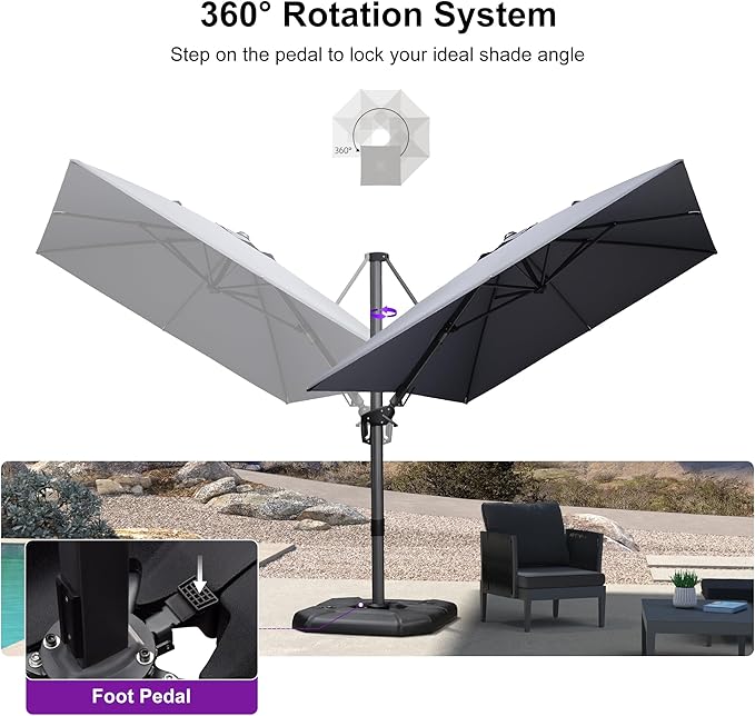 PURPLE LEAF 8' X 11' Left-right Tilt Patio Umbrella Outdoor Cantilever Swivel - Image 7