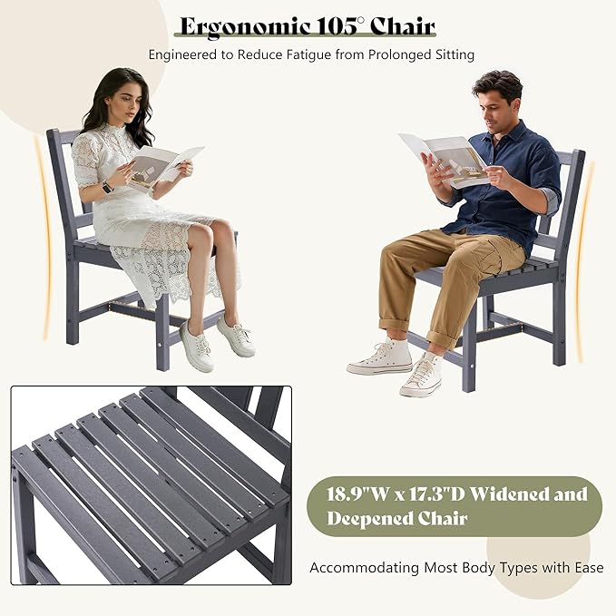 AMERLIFE 5 Piece HDPE Outdoor Dining Table & Chairs Set, All-Weather Patio - Image 5