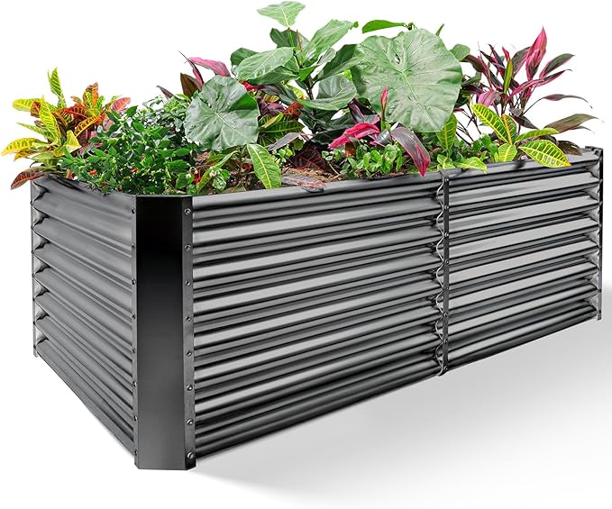 Land Guard 8×4×2 ft Galvanized Raised Garden Bed Kit, Galvanized Planter Raised by LandGuard