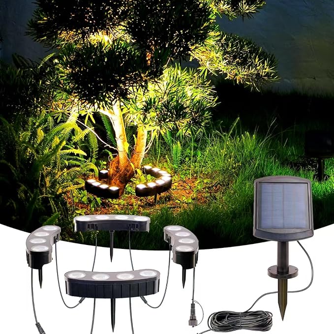 Solar Palm Tree Lights Outdoor, 2000MAH Ring LED Landscape Uplights by Unknown