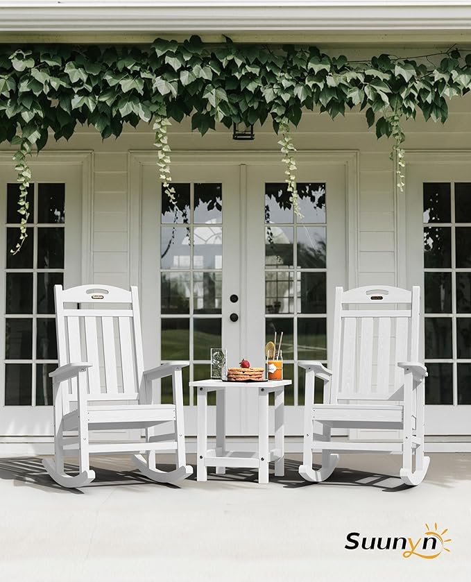 Oversized Rocking Chairs Outdoor Set of 2, High Back Porch Rocker Chair - Image 2