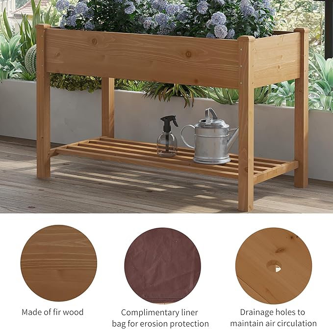 FILWH Raised Garden Bed with Legs Elevated Wooden Planter Box Stand Large - Image 6