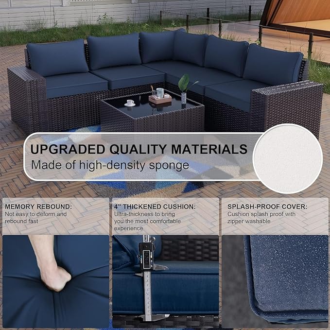 Kullavik 12 Pieces Outdoor Patio Furniture Set PE Wicker Rattan Sectional Sofa - Image 6