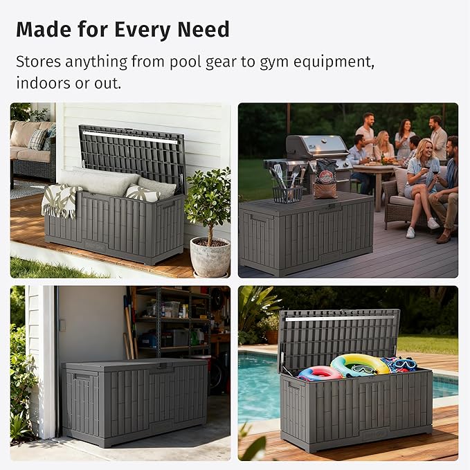 EAST OAK 120 Gallon Outdoor Storage Box | Large Resin Deck Box - Image 5