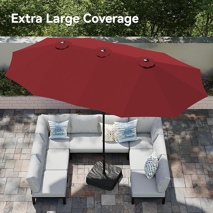 PHI VILLA 15ft Patio Umbrella Double-Sided Outdoor Market Extra Large Umbrella - Image 2