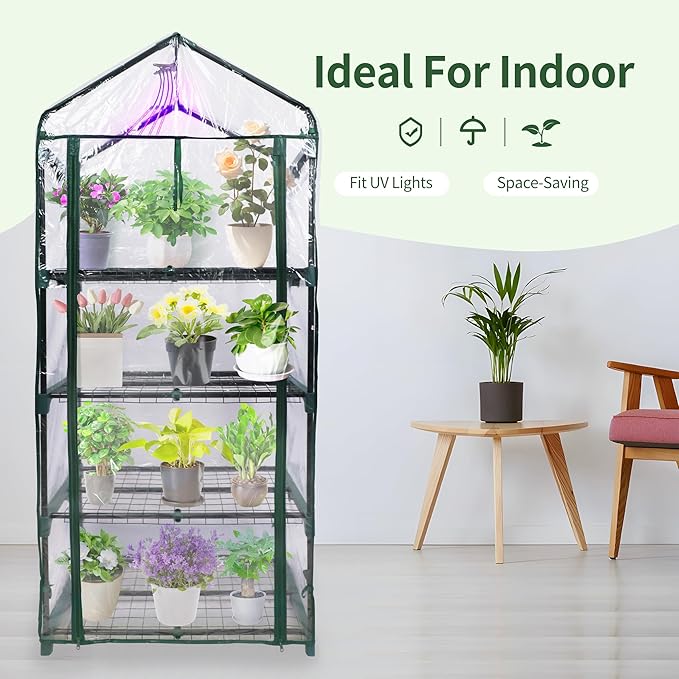 4 Tier Mini Greenhouse for Outdoor Indoor, Waterproof Heavy Duty Small - Image 4