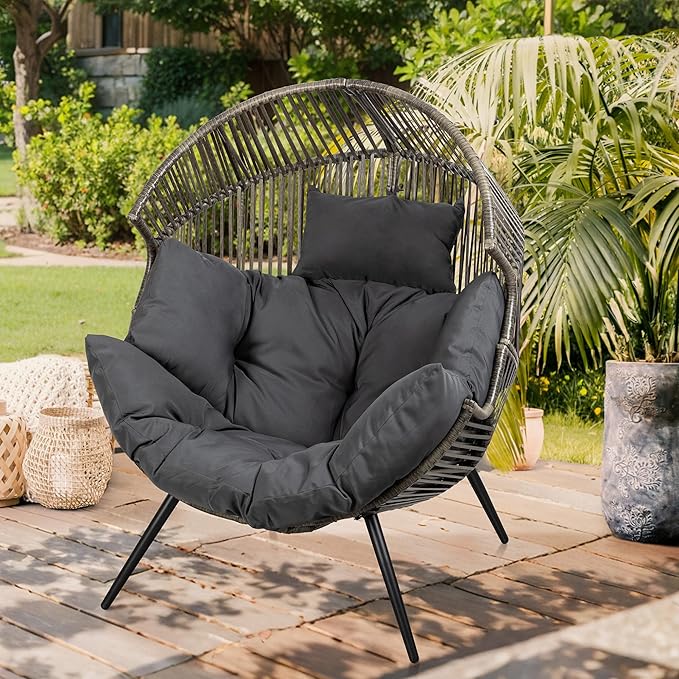 Vongrasig Outdoor Wicker Egg Chair PE Rattan Chair - Image 2