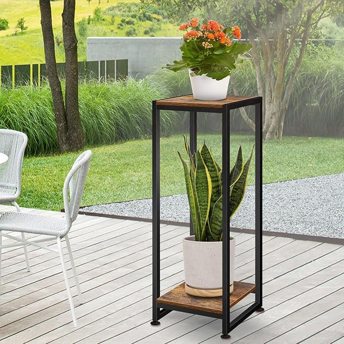 2-Pcak Plant Stand Indoor, 31.5'' Tall Wood Plant Stands Heavy Duty Pedestal - Image 5