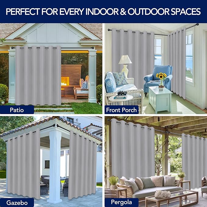 PureFit Outdoor Curtains for Patio Waterproof Weatherproof, UV Resistant - Image 5