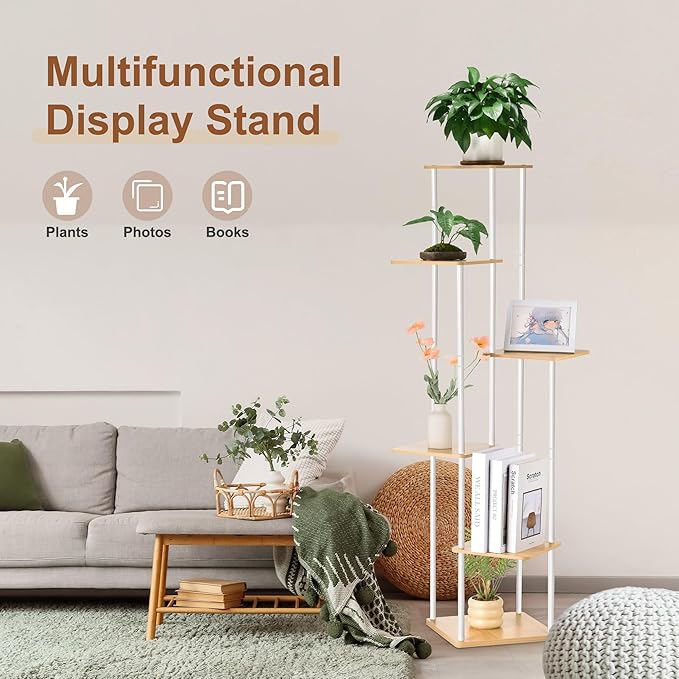 6 Tier Plant Stand Indoor Outdoor, Wood Metal Corner Shelf, Planter Shelf - Image 6