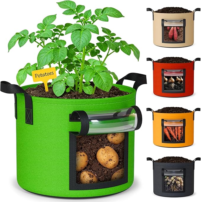 15 Gallon Potato Grow Bags: Set of 5 Colorful Gardening Supplies Fabric Pots by NESSTU