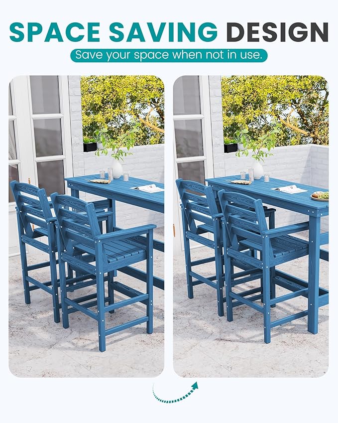 SERWALL 41" Outdoor Bar Table, HDPE Patio Bar Counter Height Table, All Weather - Image 8